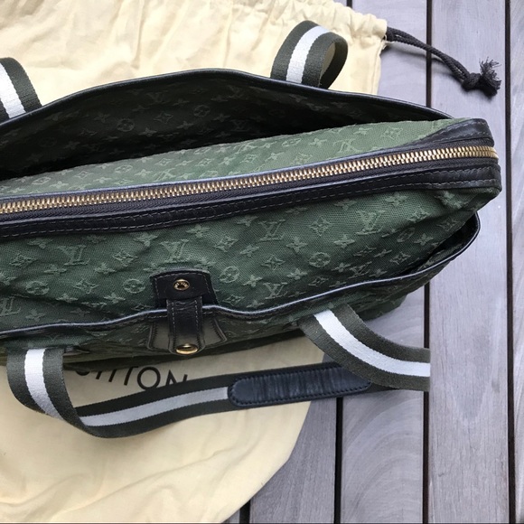 LOUIS VUITTON Green Canvas Leather Cabas Kate Bag - Picture 9 of 16